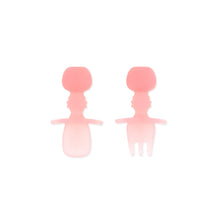 Load image into Gallery viewer, Bumkins Silicone Chewtensils®: Pink Jelly, a spoon and fork set ideal for teething and baby-led weaning.