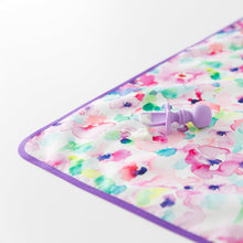 Load image into Gallery viewer, Close-up of a baby spoon with food on top of a Bumkins Splat Mat: Watercolor on a white background.