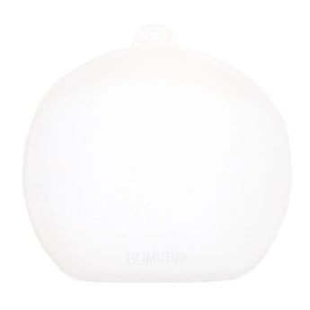Bumkins Silicone Stretch Lid for Grip Dish 3 Section, Grip Plate is a translucent, CPSIA compliant lid with a rounded shape and top loop.