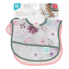 Load image into Gallery viewer, Bumkins Starter Bib 2 Pack: Floral & Lace is shown on a white packaging header.