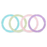 Bumkins Silicone Teething Rings 4 Pack: Spring includes 4 pastel teething rings made from textured, food-safe silicone.