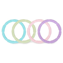 Load image into Gallery viewer, Bumkins Silicone Teething Rings 4 Pack: Spring includes 4 pastel teething rings made from textured, food-safe silicone.