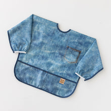 Load image into Gallery viewer, Bumkins Sleeved Bib: Vintage Denim rests on a white background.