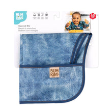 Load image into Gallery viewer, Bumkins Sleeved Bib: Vintage Denim is shown folded in its packaging.
