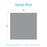 Gray silhouette of Bumkins Splat Mat with dimensions—width: 42 in (107 cm), height: 42 in (107 cm).