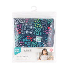 Load image into Gallery viewer, Bumkins Short-Sleeved Smock: Animal Prints is shown folded in plastic packaging bag with a hanger and cardboard insert.