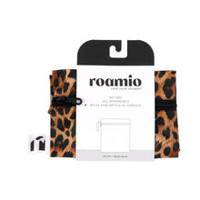 Load image into Gallery viewer, Roamio by Bumkins Wet Bag: Leopard is shown folded in black & white cardboard packaging.