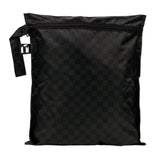 Roamio by Bumkins Wet Bag: Rich Black features a black waterproof checkered design, zipper closure, and side handle.