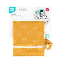 Load image into Gallery viewer, Bumkins Wet Bag: Sunshine is shown folded on white cardboard packaging.