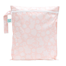 Load image into Gallery viewer, Bumkins Wet Bag: Lace features a white floral lace design on pale pink waterproof fabric, zipper closure, and side handle.