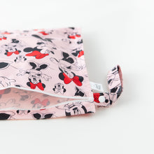Load image into Gallery viewer, Bumkins Wet Bag: Minnie Mouse Classic sits opened on a white backdrop