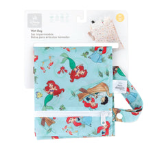 Load image into Gallery viewer, Bumkins Wet Bag: Disney Princess Ariel is shown folded on white cardboard packaging.