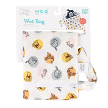 Load image into Gallery viewer, Bumkins Wet Bag: Winnie and Friends is shown folded on white cardboard packaging.