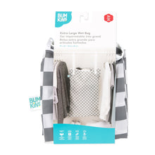 Load image into Gallery viewer, Bumkins Extra Large Wet Bag: Charcoal Check is shown folded in its packaging.