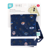 Load image into Gallery viewer, Bumkins Wet/Dry Bag: Evil Eye is shown folded in its packaging.