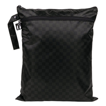Roamio by Bumkins Wet/Dry Bag: Rich Black features a black waterproof checkered design, two zippered compartments, and looped strap.