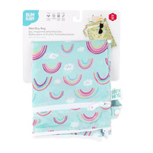 Load image into Gallery viewer, Bumkins Wet/Dry Bag: Rainbows is shown folded in its packaging.