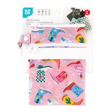 Load image into Gallery viewer, Bumkins Wet/Dry Clutch: Boots is shown folded in its packaging.