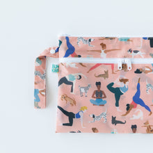 Load image into Gallery viewer, Close-up of Bumkins Wet/Dry Clutch: Yoga Pals on a white background.