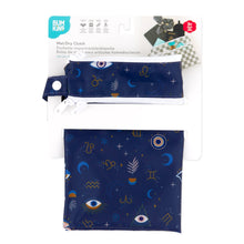 Load image into Gallery viewer, Bumkins Wet/Dry Clutch: Evil Eye is shown folded in its packaging.
