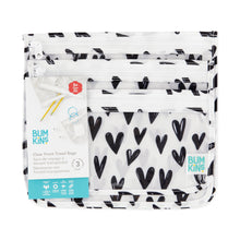 Load image into Gallery viewer, Bumkins Clear Travel Bag 3-Pack: Hearts is shown with its packaging tag.