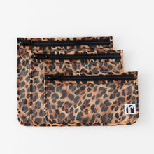 Load image into Gallery viewer, Roamio by Bumkins Clear Travel Bag 3 Pack: Leopard lays overlapped on a white background.