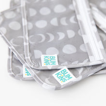 Load image into Gallery viewer, Close-up of Bumkins Clear Travel Bag 3 Pack: Lunar Phase on a white background, showcasing the Bumkins logo label.