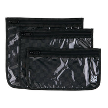 Load image into Gallery viewer, Bumkins Clear Travel Bag 3 Pack: Rich Black features 3 TSA-compliant clear front waterproof pouches with zipper closure.