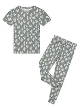 Load image into Gallery viewer, Emerson and Friends PJs with Pants, Stay Sharp is a gray bamboo pajama set with a cactus pattern and includes a short-sleeve top.