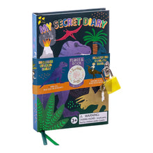 Load image into Gallery viewer, Floss and Rocks Scented Secret Diary, Dino: eco-friendly with dinosaur design, lock, and stickers. Perfect for ages 3+.