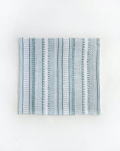 Load image into Gallery viewer, The Little Unicorn Cotton Swaddle Set, Bison features breathable cotton muslin with green and white geometric stripes. Perfect for swaddling.