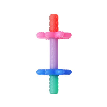 Itzy Ritzy Teensy Tubes - Pink Rainbow: Colorful textured teether rings and handles, ideal for sensory teething and oral motor use.