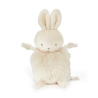 Rutabaga Roly Poly Bunny by Bunnies By the Bay is a plush, cream bunny with an embroidered face and round body, sitting upright.