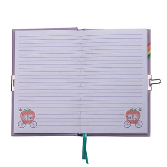 Floss and Rock Scented Secret Diary: open with lined pages, small carriage illustrations, and a playful watermelon Scratch & Sniff feature.