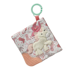 Mary Meyer Giddy Up Pony Crinkle Teether—soothing, adorable, with teether corner and green ring for your little one's comfort!.