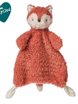 Mary Meyer Again Friends Fox Lovey: a plush fox comforter with textured orange body and cream accents, made from recycled plastics.