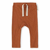 Snuggle Hunnys Organic Pants in Biscuit feature a drawstring waist and ribbed texture, crafted from certified organic cotton.