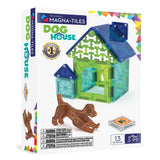 Magna-Tiles Dog House: white box with photo of blue & green dog house magnetic tile toys; text "The Original Magna-Tiles Dog House."