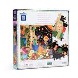 Discover Eeboos 500-piece puzzle Bookstore Astronomers with a vibrant cosmic scene and astronomers stargazing through a telescope.