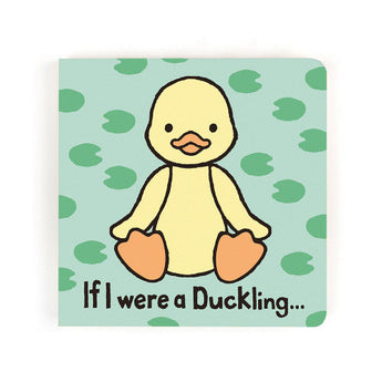 Green Jellycat book cover with duck prints: If I Were A Duckling featuring a cute duckling illustration.