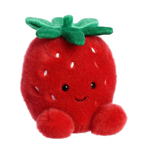 Aurora Palm Pals Juicy Strawberry: a sweet plush with green leaves, white seeds, and a smile—adorable as a romantic gift!.