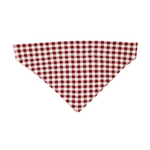Load image into Gallery viewer, Holiday Pet Bandana, Crimson Plaid by Lovedbaby: red & white checkered bandana crafted from organic cotton using eco-friendly dyes.