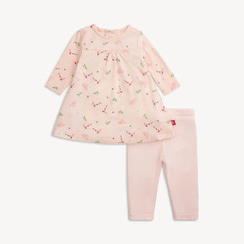 Magnetic Me Pink Rodeo Drive set: Adorable pink dress with cherry pattern & matching leggings, made with TENCEL™ modal.