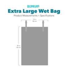 Load image into Gallery viewer, Gray silhouette of the Bumkins Extra Large Wet Bag with dimensions—width: 18 in (46 cm), height: 26 in (66 cm).