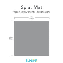 Load image into Gallery viewer, Gray silhouette of Bumkins Splat Mat with dimensions—width: 42 in (107 cm), height: 42 in (107 cm).
