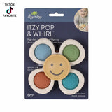 Itzy Ritzy Itzy Pop & Whirl Smile is a flower-shaped sensory spinner for ages 6m+, with textured petals and a cute smiling face.