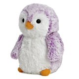 Aurora’s PomPom Mini Penguin - Violet is a plush toy with white and violet fur, orange beak/feet, and black button eyes.