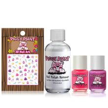 Load image into Gallery viewer, Piggy Paint, Gift Set Pretty Princess: includes stickers, 2 bottles of kid-safe pink polish, and non-toxic nail polish remover.
