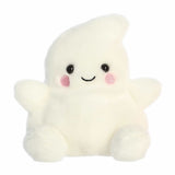 Aurora Palm Pals - Trick Ghost: a plush white ghost toy with pink cheeks, black eyes, and a smile, sitting upright.