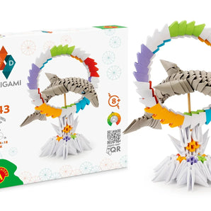The Hotaling Imports 3D Origami: Dolphin kit features a leaping dolphin through a paper ring with ready-cut shapes. Ages 8+.